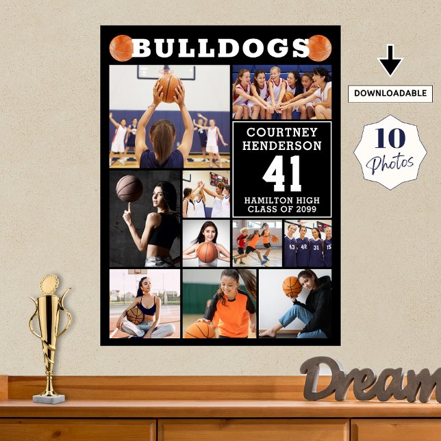 Basketball Sports Senior Night 10 Photo Collage Poster (Skapare uppladdad)