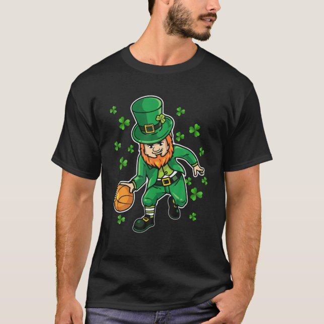 Basketball St patricks day Leprechaun Boys Kids Me T Shirt (Framsida)