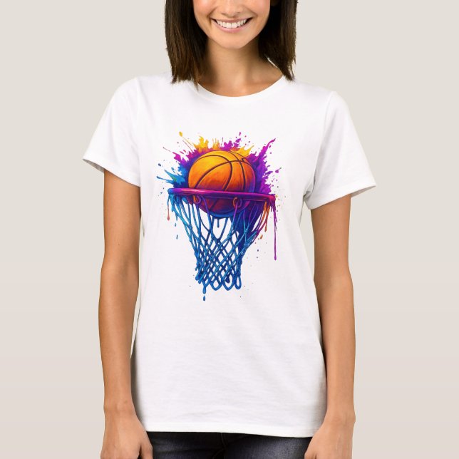Basketball Stänk Art - Vibrant sportdesign T Shirt (Framsida)