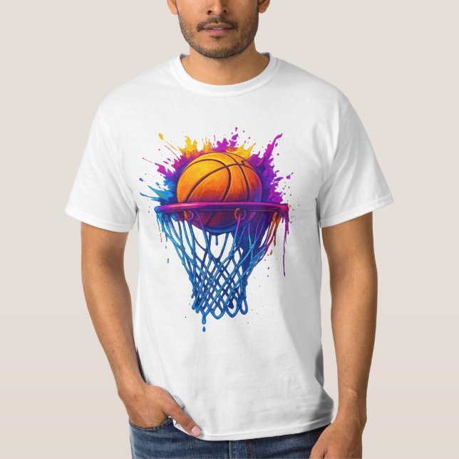 Basketball Stänk Art - Vibrant sportdesign T Shirt (Framsida)