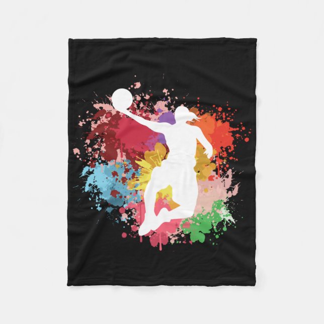 Basketball Stänk Watercolor Fleecefilt (Framsidan)