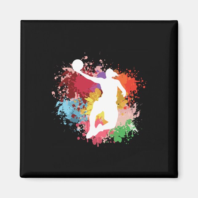 Basketball Stänk Watercolor Magnet (Framsidan)