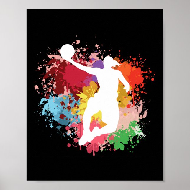 Basketball Stänk Watercolor Poster (Framsidan)