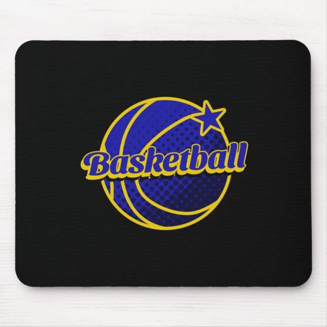 Basketball Star Blue och Gult Musmatta (Framsidan)
