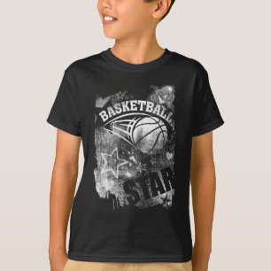 Basketball Star, svart basketboll T Shirt