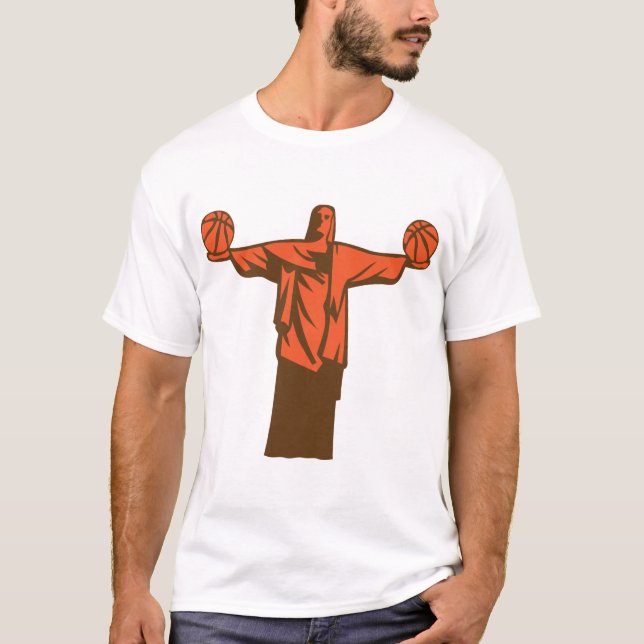 basketball statue bresil rio janeiro christ redemp t shirt (Framsida)