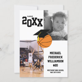 Basketball Studenten Sports Black and White Inbjudningar