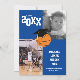 Basketball Studenten Sports Blue-meddelande Inbjudningar