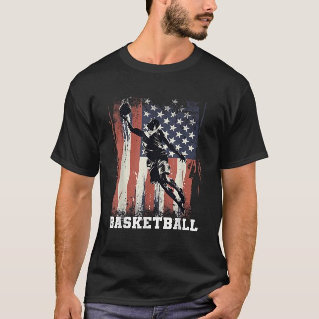 Basketball Support för Team Flagga USA Ringar Drea T Shirt (Framsida)