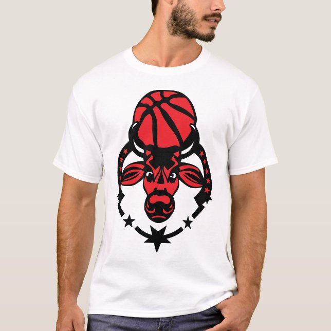 basketball taureau bulls Stier toro tyr logo club T Shirt (Framsida)