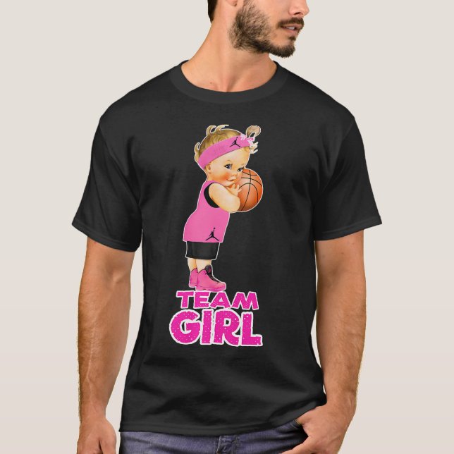 Basketball Team Baby Shower Gender Reveal Par T Shirt (Framsida)
