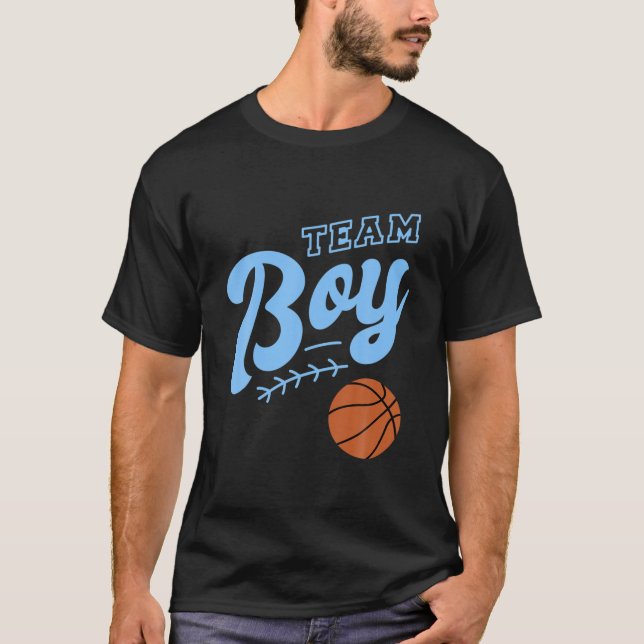 Basketball Team Boy Baby Gender Reveal Party T Shirt (Framsida)