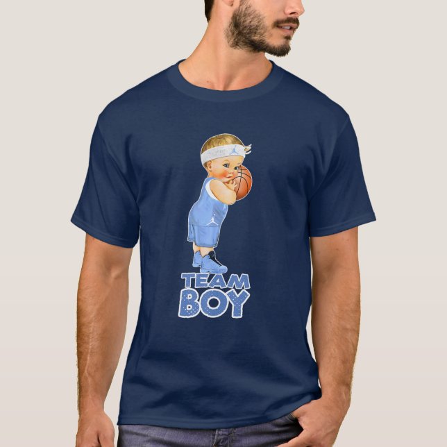 Basketball Team Boy Baby Gender Reveal T Shirt (Framsida)