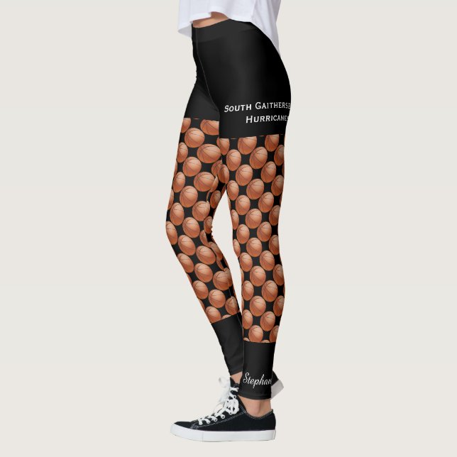 Basketball Team, Namn, Fake Black Kort Leggings (Vänster)