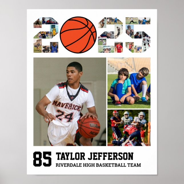 Basketball Team Senior 2025 Sports Photo Collage Poster (Framsidan)
