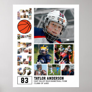 Basketball Team Senior Studenten Photo Collage Poster
