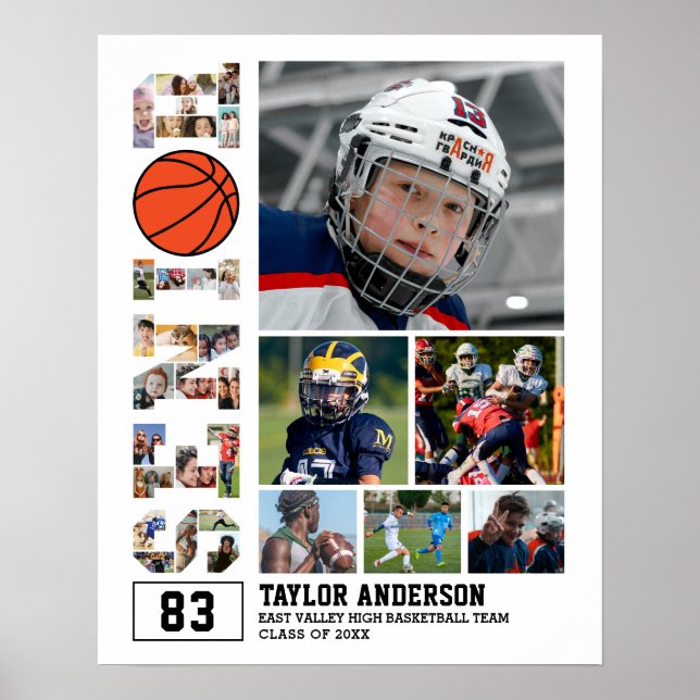 Basketball Team Senior Studenten Photo Collage Poster (Framsidan)