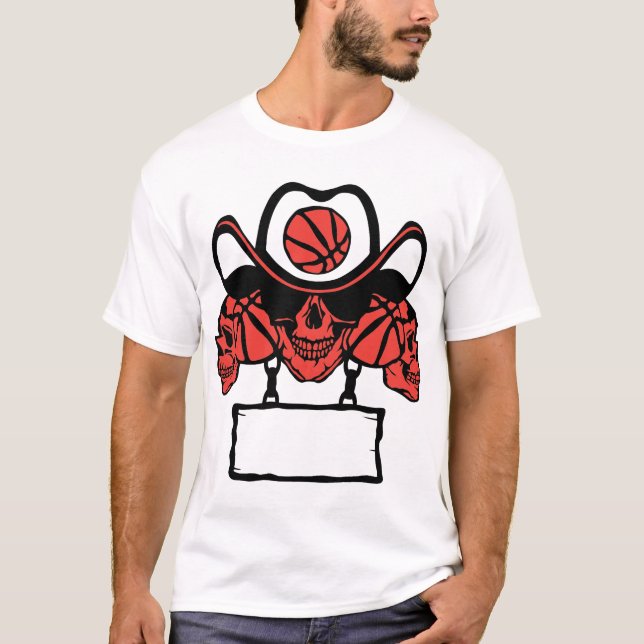basketball tete de mort pancarte chaine ajouter te t shirt (Framsida)