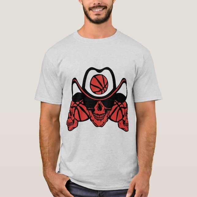 basketball tete de mort pancarte chaine sport t shirt (Framsida)