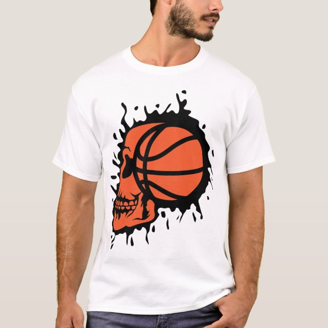 basketball tete de mort profil ballon t shirt (Framsida)