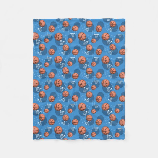 Basketball ThBäste Mönster Blue Fleece Blanket (Framsidan)