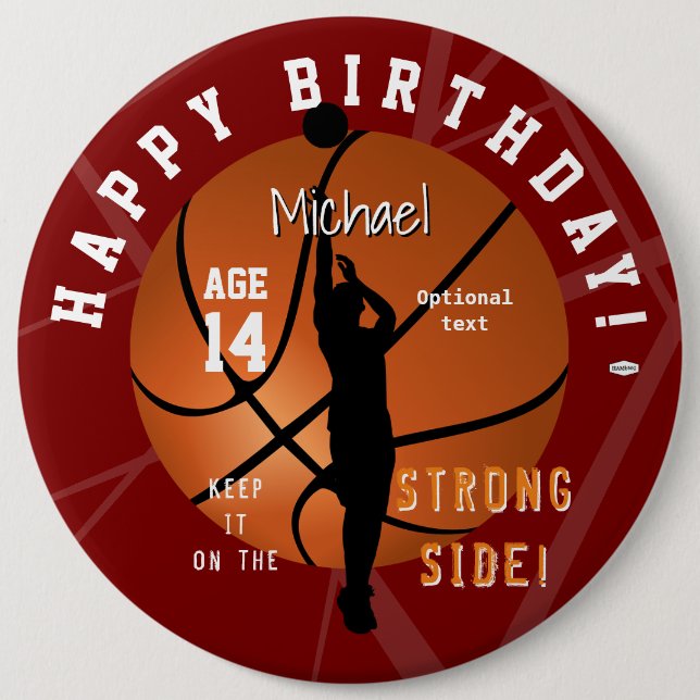 Basketball Theme Birthday ButtonHAMbyWG Knapp (Framsida)