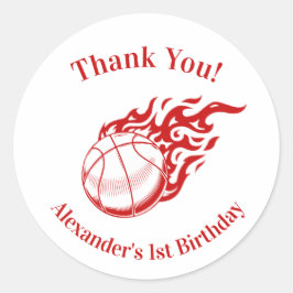 Basketball themed thank you stickers 2 runt klistermärke