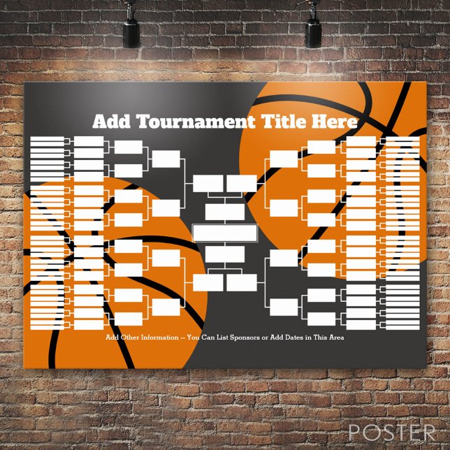 Basketball Tournament Bracket - 64 team Poster (Custom Tournament Bracket)