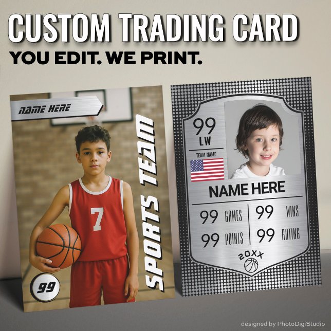 Basketball Train Card Player-kort - serveringskort (Custom Basketball Trading Card, Silver Shield Card)