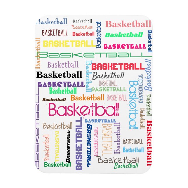 Basketball Typography Flexible Photo Magnet (Vertikal)