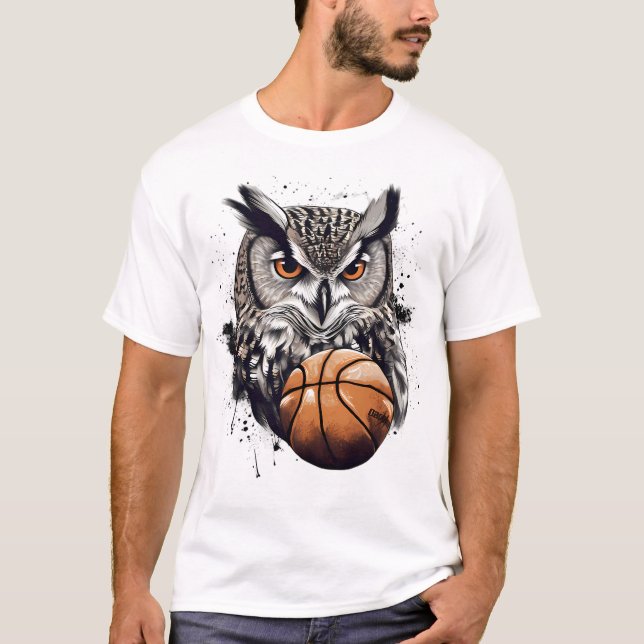 Basketball Uggla älskare T-Shirt (Framsida)