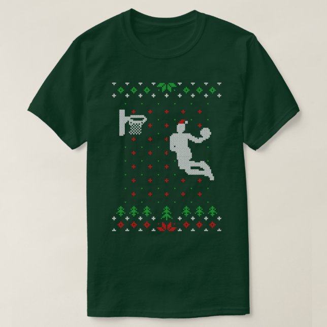 Basketball Ugly jul Sweater Gift T Shirt (Design framsida)