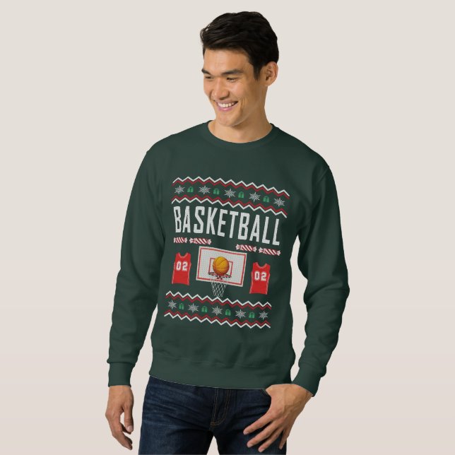 Basketball Ugly jul Sweater Långärmad Tröja (Hel framsida)
