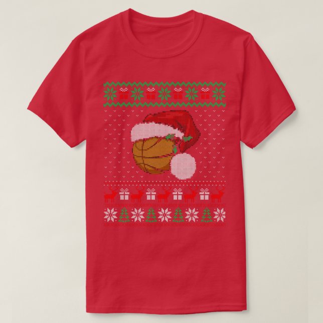 Basketball Ugly jul Sweater Lycklig Helgdag Se T Shirt (Design framsida)