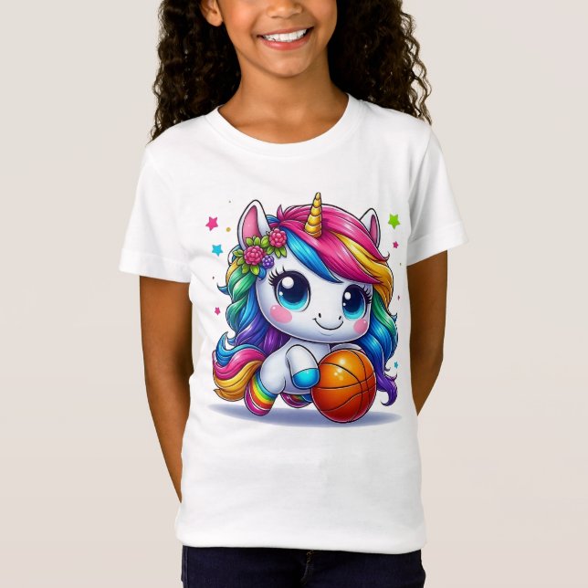 Basketball Unicorn Player T Shirt (Framsida)