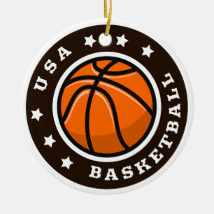 Basketball Usa 2022 T-Shirt Classic Round Sticker Julgransprydnad Keramik