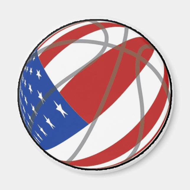 BASKETBALL USA FLAGGA PATRIOTIC MAGNET (Framsidan)
