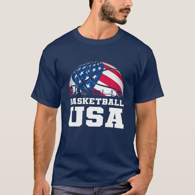 Basketball USA stöder Team T USA flagga Dream T Shirt (Framsida)