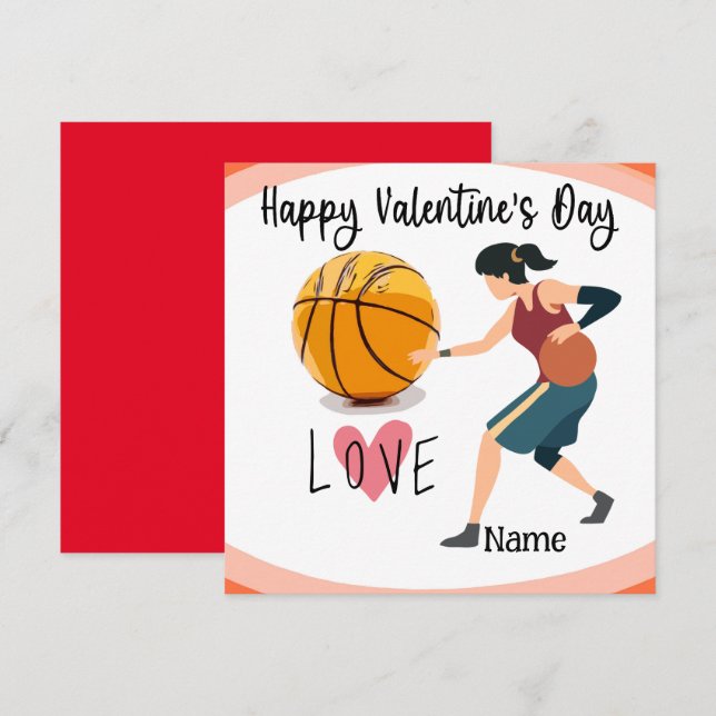 Basketball Valentindagen från Player med kärlek Kort (Fram/baksida)