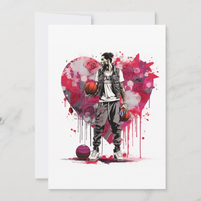 Basketball Valentine Card Julkort (Framsida)