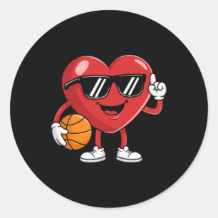 Basketball Valentines day Shirt Boys Valentineser  Runt Klistermärke