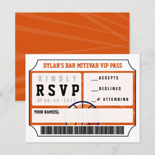 BASKETBALL VIP SVARKORT Bar Mitzvah Inbjudningar