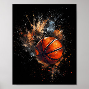 Basketball Watercolor Basketball Player Teckning A Poster