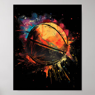 Basketball Watercolor Basketball Player Teckning A Poster