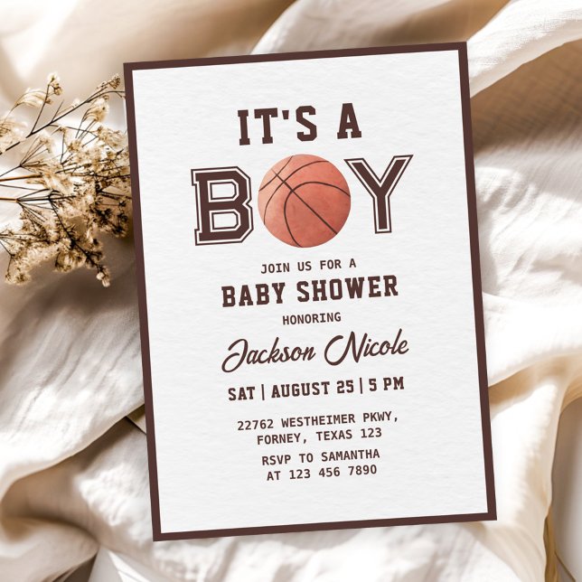 Basketball Watercolor Boy Baby Shower Inbjudningar (Skapare uppladdad)