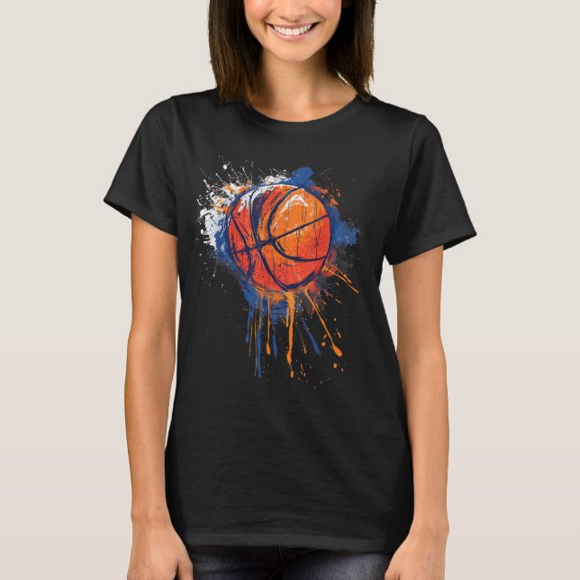 Basketball Watercolor Teckning Artwork Basketball  T Shirt (Framsida)