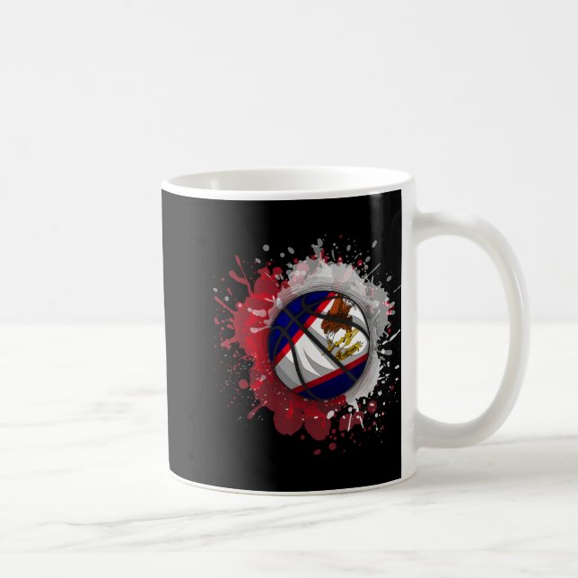 Basketball with American Samoa Flagga Kaffemugg (Höger)