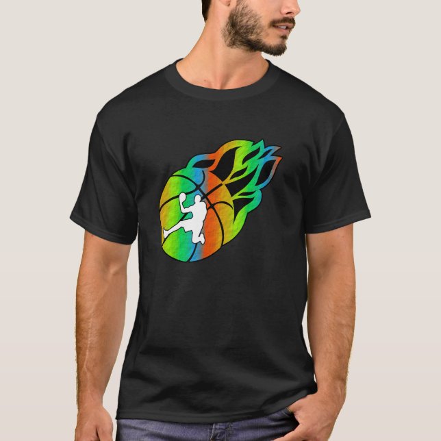 Basketball with Flames T Shirt (Framsida)