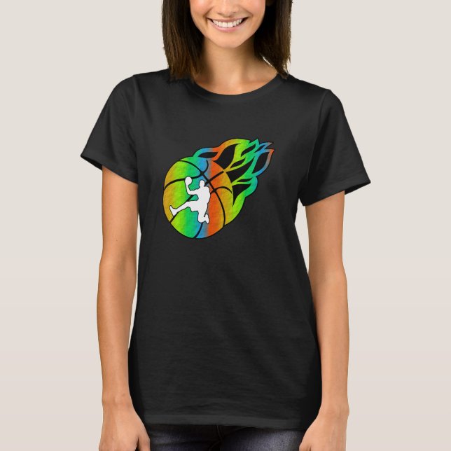 Basketball with Flames T Shirt (Framsida)