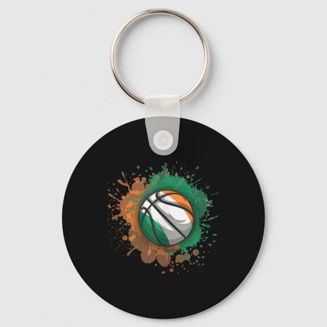 Basketball with Ireland Flagga Tanktop Nyckelring (Framsida)